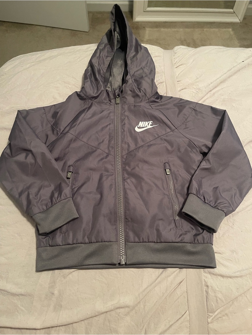 Nike Toddlers Windrunner Full-Zip Gray Hooded Rain Jacket Size 2T